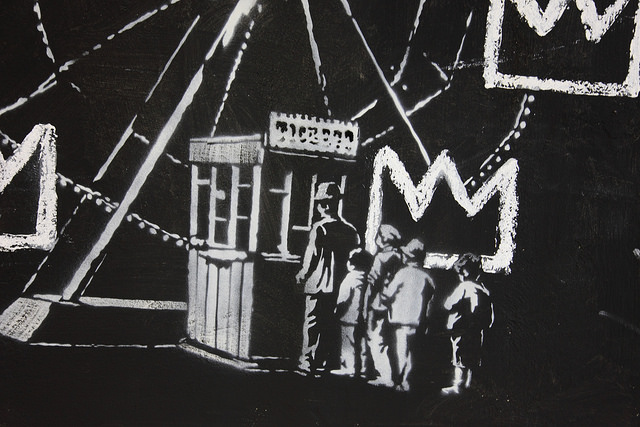 Banksy Ferris Wheel detail of new work in the Barbican
