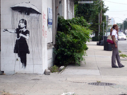 banksy art girl. Banksy - Rain girl
