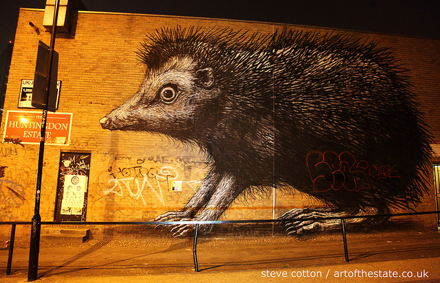 Roa Hedgehog in Shoreditch