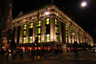 Selfridges at night