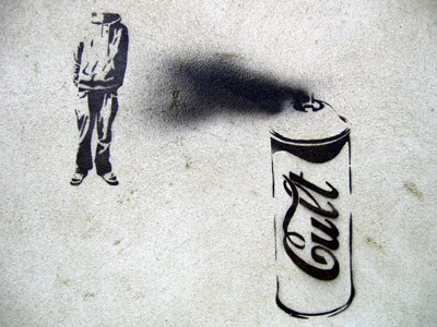 Stencil graffiti spray can and figure