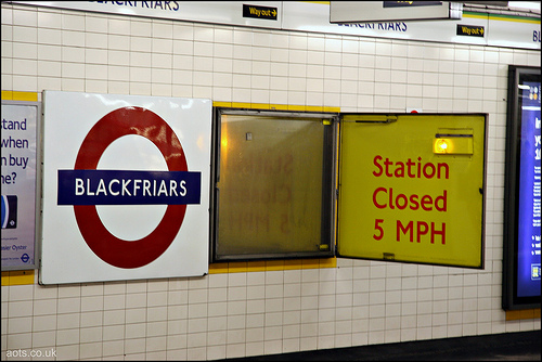 Station Closed 5mph sign on London Underground