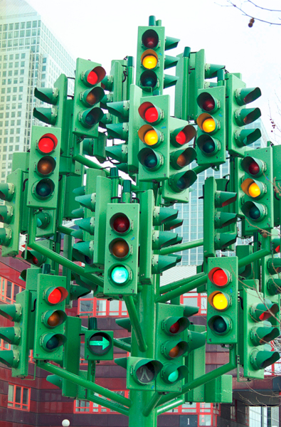 Traffic light sculpture, Canary Wharf
