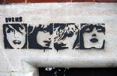 Burns stencil graffiti - faces