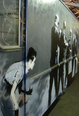 Banksy Barely Legal LA paper bag bang