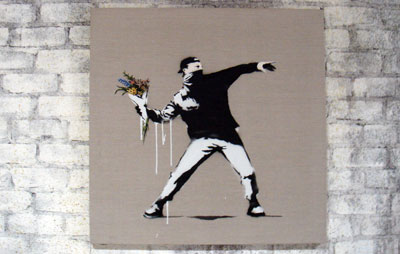 Banksy Love is In the Air canvas