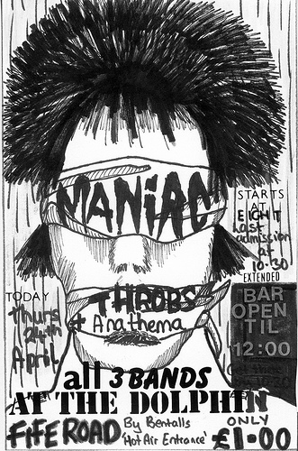 Maniac, Throbs and Anathema flyer