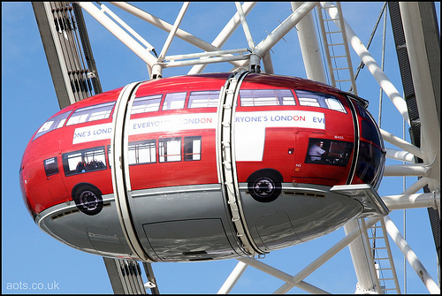 Photo of a London Eye Pod customised as a London Bus (2005)