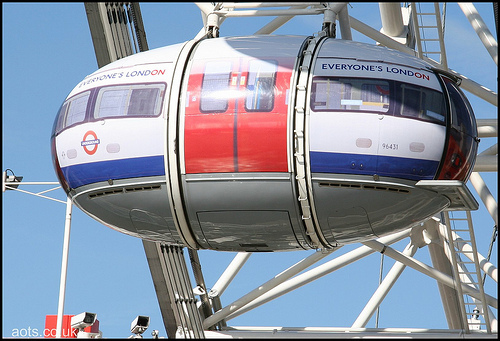 Photo of a London Eye pod customised as a Tube Train in 2005