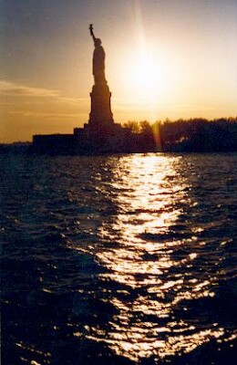 New York Statue of Liberty sunset