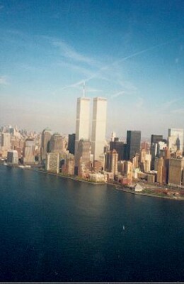 NYC Twin towers from helicopter
