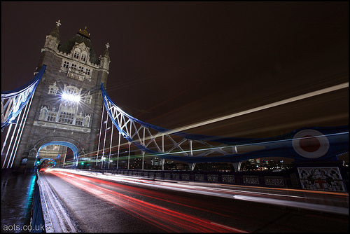 Tower Bridge light trails