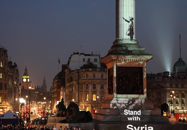 Banksy - Stand With Syria in Trafalgar Square
