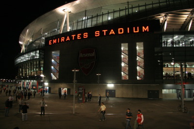 Arsenal Emirates Stadium at night