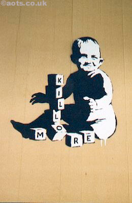 Banksy Kill More baby on cardboard