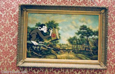 Banksy camp modified oil painting