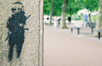 Banksy riot cop on the Southbank photo