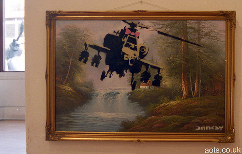 Banksy Helicopter _ Oil painting from Portobello Market