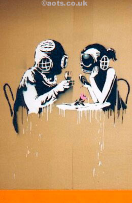 Banksy - Diving helmet couple on card