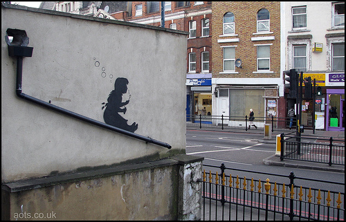 Banksy drainpipe slide