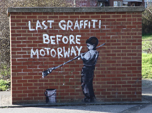 Banksy _ Last graffiti before motorway