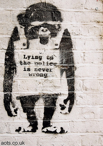 Banksy Monkey Lie - art of the state archive