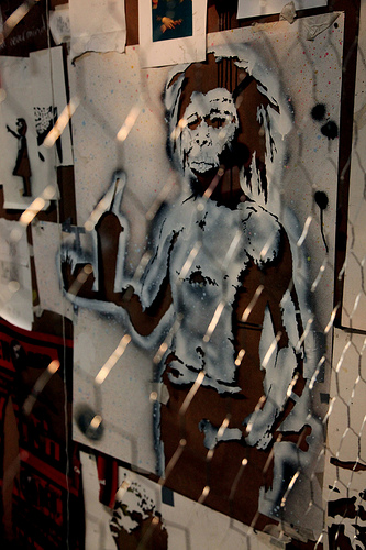 Banksy caveman stencil photo