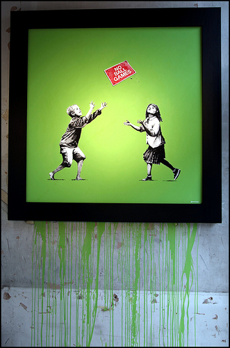 Banksy No Ball Games canvas