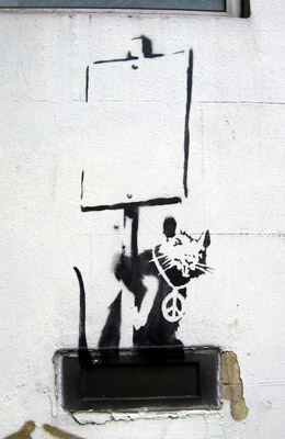 Banksy placard rat