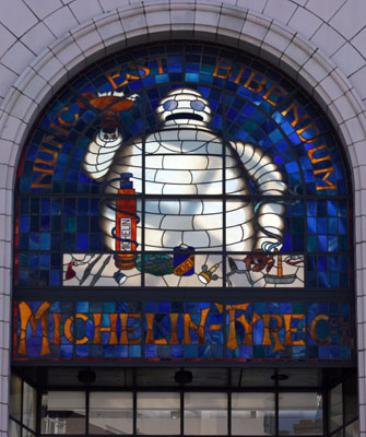 Bibendum Michelin Man Window