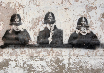 Three wise coppers stencil