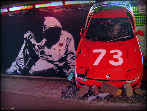 Banksy Hoodie with knife, Cans Festival