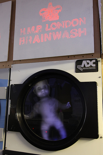 baby in a washing machine