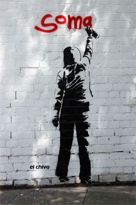 El Chivo soma stencil graffiti