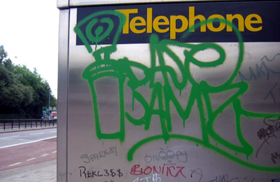 Phone box graffiti