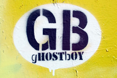 Ghostboy stencil graffiti