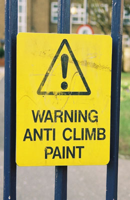Anti Climb Paint sign