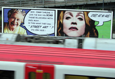 Jimmy Cauty Queen and Madonna billboard