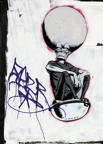 Mekon stencil graffiti by Leeks