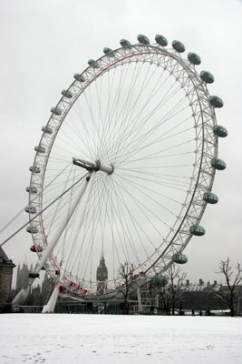 London Eye with snow