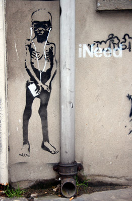 iNeed stencil by Mantis, London