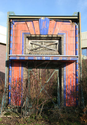 Minimax art deco style factory entrance, Feltham West London