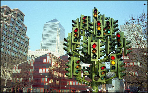 Traffic Light Sculpture, Canary Wharf