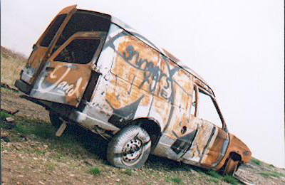 wrecked van