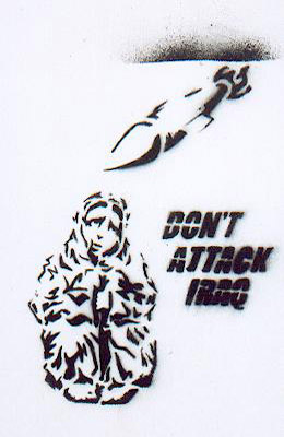 Dont attack Iraq graffiti, London