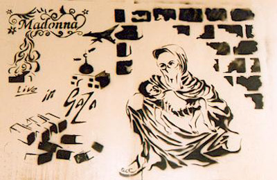 Madonna Live In Gaza _ london bridge stencil graffiti