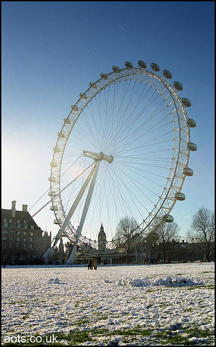 London Eye with snow