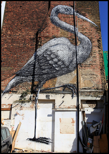 Roa stork graffiti