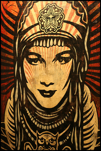 Shepard Fairey Peace goddess canvas photo