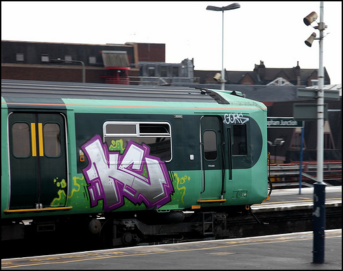 Gors KC train graffiti